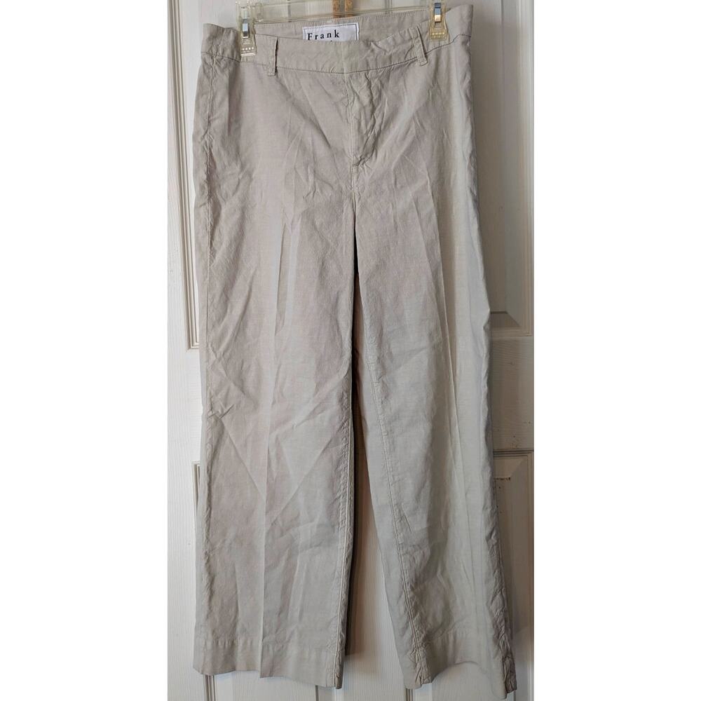 Frank & Eileen Size 8 Pants WEXFORD Flat Front Wide Leg Pants Khakis Flax Blend